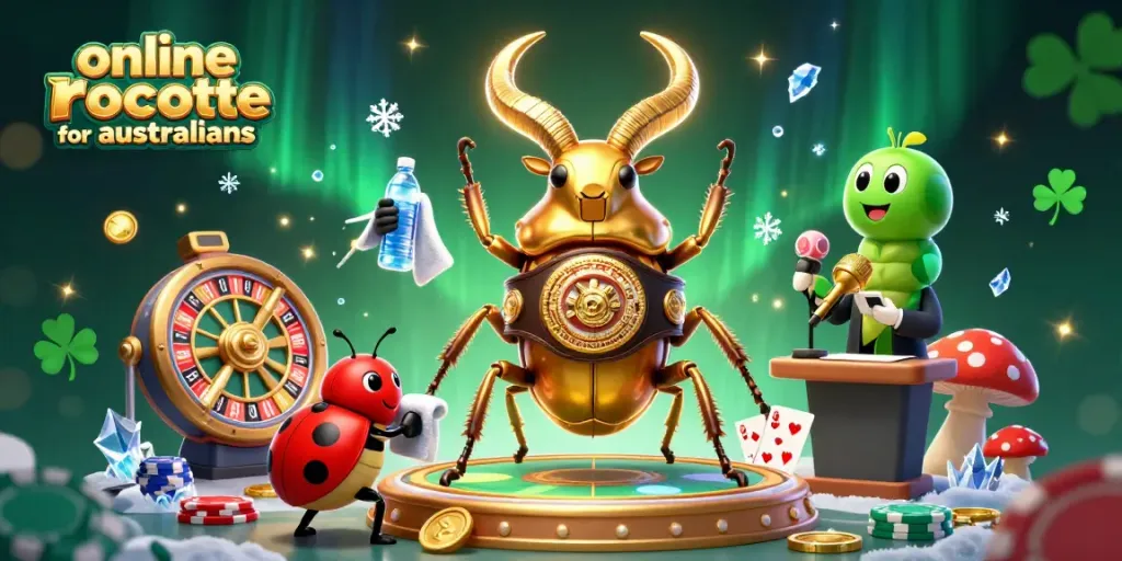 Engage in online roulette for australians with vibrant characters, roulette wheels, and colorful chips.